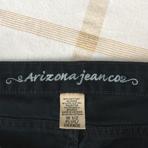 🎁2/$12. ARIZONA JEAN CO 16 1/2 COTTON BLEND 5 POCKET ZIPPER FRONT BLACK JEANS - Picture 10 of 10